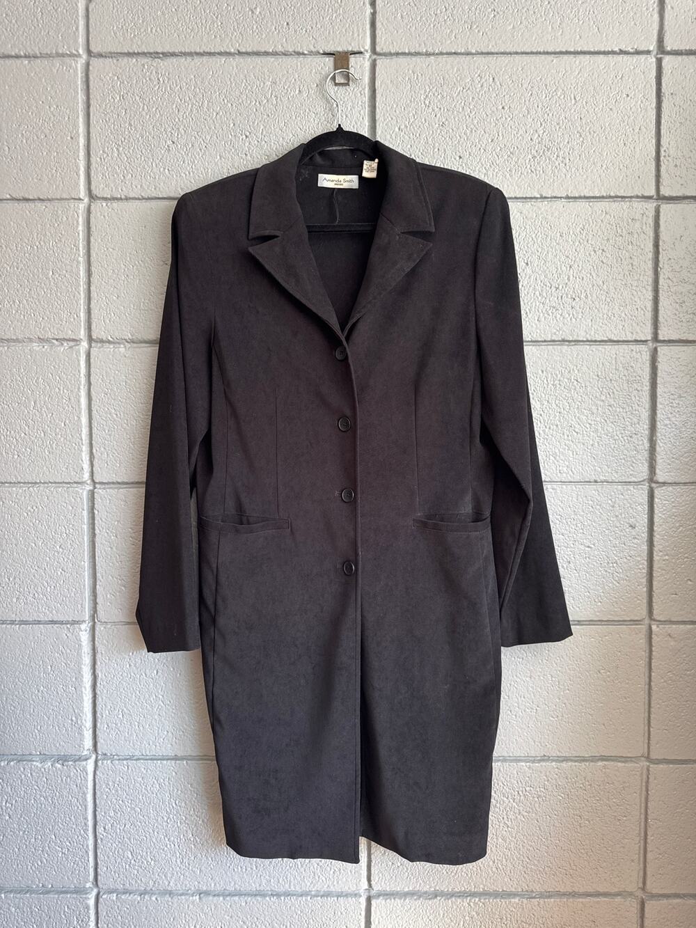 Vintage Amanda Smith Faux Suede Button Front Duster Dress size 12
